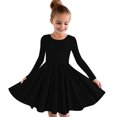 thumbnail image 1 of MeetoTime Robe de Performance pour Filles à Manches Longues, Couleur Unie, Col Rond, Extensible, Robe de Récital Scolaire, 4-14 Ans, Vêtements pour Enfants, 1 of 4