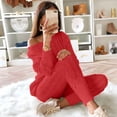 thumbnail image 1 of PVCS Womens Solid Color Off Shoulder Long Sleeve Cable Knitted Warm Two-Piece Long Pants Sweater Suit Set, 1 of 6