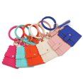 thumbnail image 3 of Wristlet Bracelet Keychain Circle Key Ring Pocket Credit Card Holder Circle Key Ring Tassel Keychains Bangle Purse for Women 33#, 3 of 6