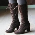 thumbnail image 1 of LSLJS Women Retro Shoes Casual Thick Low-heeled Plus Size Mid Calf Lace Up, 1 of 9