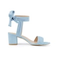 thumbnail image 3 of BLISSFUL STEP Women's Open Toe Ankle Tie Back Block Heels Sandals Blue (Size 9.5), 3 of 6