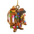 thumbnail image 2 of YAOMOBB Christmas Tree Decoration Creative Cowboy Themed Hat Xmas Tree Pendant Wild West Car Rear View Mirror Hanging, 2 of 7