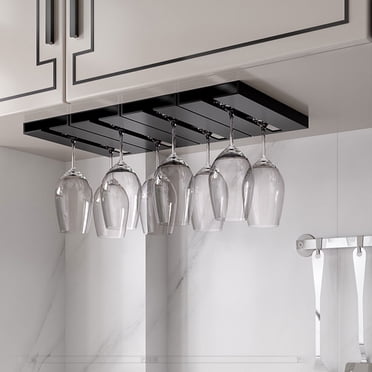 EGNMCR Storage Rack Wine Glass Holder Under Shelf Or Cabinet Punch-free Wine Glass Rack Plastic Stemware Rack Glassware Drying Storage Hanger For Kitchen,Bar And Rest,