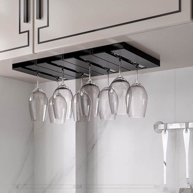 Kitchen Organizers and Storage Rack Wine Glass Holder Under Shelf Or Cabinet Punch-free Wine Glass Rack Plastic Stemware Rack Glassware Drying Storage Hanger For Kitchen,Bar And Rest
