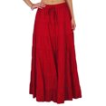 thumbnail image 1 of Phagun Jupe d'Été en Coton Rouge Brique pour Femme, Design Ethnique, Taille à Cordon - 10, 1 of 1