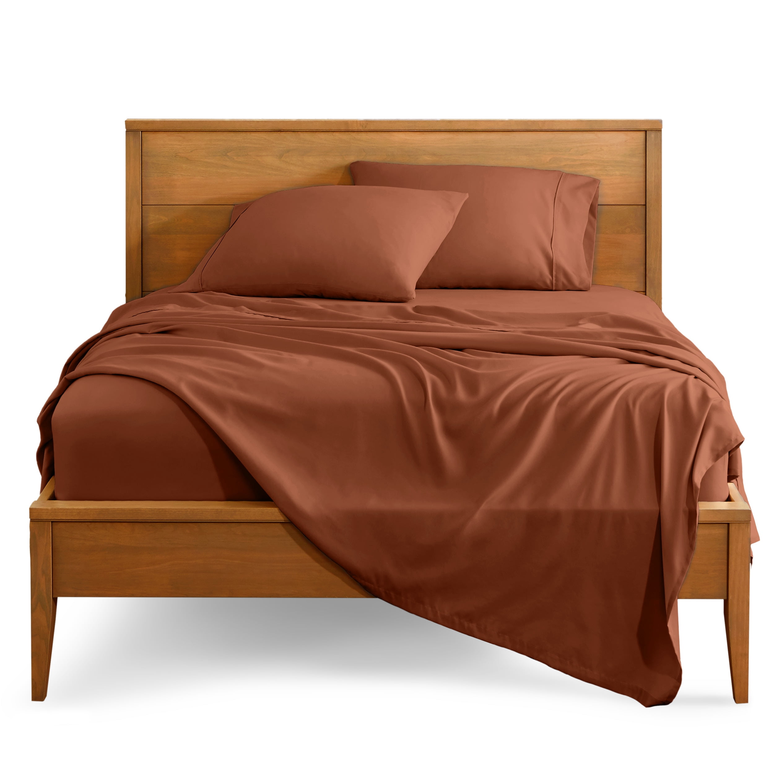 Bare Home Premium 1800 Collection 4-Piece Bed Sheet Set, Full, Terracotta