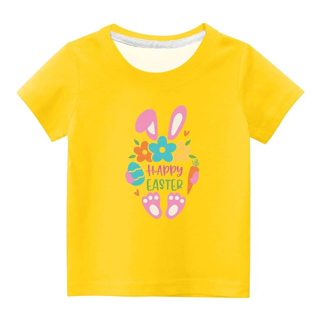 MeetoTime T-shirt à Manches Courtes de Pâques pour Enfants, Col Rond, Coupe Ample, Imprimé, pour Garçons et Filles, 3 à 14 Ans