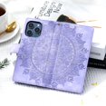thumbnail image 3 of Flip Case for iPhone 16 Pro Max , Totem Embossed Flowers Premium PU Leather Wallet Folio Cover with Card Holder Kickstand Compatible with iPhone 16 Pro Max - Light Purple, 3 of 14