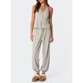 thumbnail image 2 of Diconna Women's 2 Piece Lounge Set Sleeveless Halter Neck Button Tops Casual Drawstring Pants Sleepwear Sets, 2 of 7