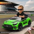thumbnail image 2 of Licensed Mercedes-AMG GT3 24V Kids Ride-On Racing Car with Premium Leather Seat, High-Speed Performance 24V Power Wheels, Motorized Track Toy with Parent Remote, Green, 2 of 6