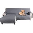 thumbnail image 2 of CHOK L-Shape Sofa Slipcover Sectional 3 Seater Chaise Cover Pet Dogs Couch Protector  (Black Large), 2 of 10