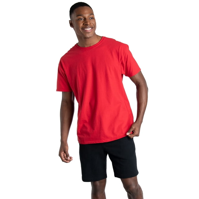 Fruit of the Loom T-Shirts en Coton Eversoft pour Hommes (Réguliers et Grands et Forts), Col Rond-Lot de 2-True Red, Grand