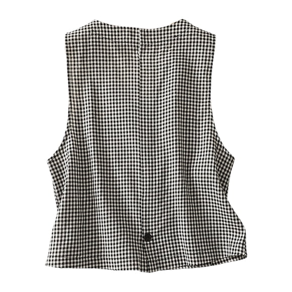 EGNMCR Sleeveless Hoodless Casual Outwear & Jackets Women's Denim Linen Waistcoat Trend Casual Denim Sleeveless Cardigan Women Coat