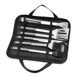 Unique Bargains BBQ Ensemble d'outils pour griller... 6 en 1 Accessoires de grillage en acier inoxydable Barbecue avec étui