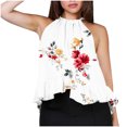 thumbnail image 2 of Weiqiqre Tank Tops for Women Adjustable Tie Neckline Ruffle Hem Sleeveless Flowy Halter Tops, 2 of 6