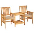 thumbnail image 1 of vidaXL Garden Chairs with Tea Table and Cushions Solid Acacia Wood, 1 of 5