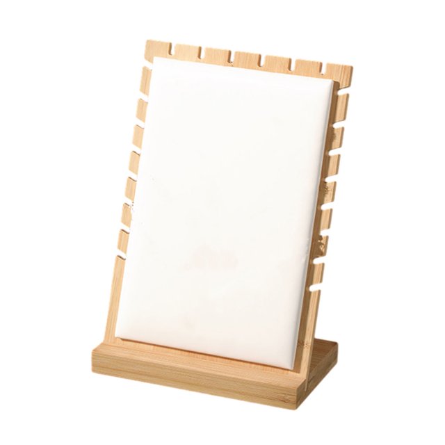 fastboy Wood Made Necklace Display Stand Showcase Jewelry Collection Display Stand Necklace Bamboo Display Stand Multiple Slots White 1Set