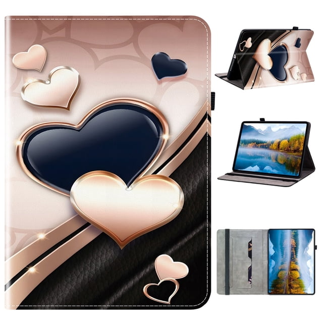 XYX Case for Samsung Galaxy Tab S10 Plus/S9 FE Plus/S9 Plus 12.4 inch, Colorful Pattern PU Leather Stand Cover, Heart