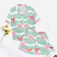 thumbnail image 5 of Pyjama pour Femmes en Satin Imprimé Graphique, Mignon, Tenue de Nuit, Boutons, Hauts à Manches Courtes, Ensembles de Shorts, 5 of 5