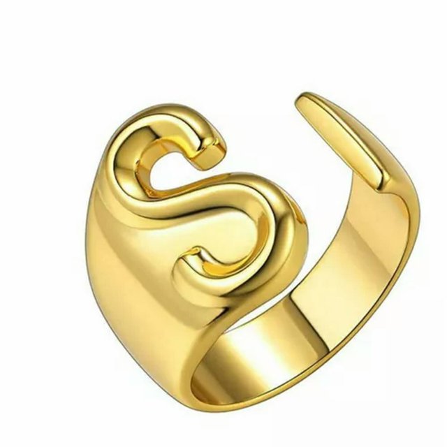 CUITING Bague Mode Ajustable Initiale Alphabet Lettre A-Z Bagues pour Femmes Bijoux-Argent C