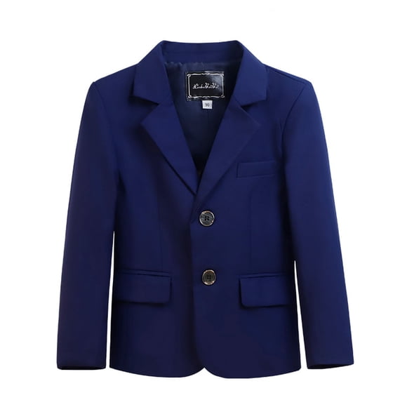 SROBPTY Boys Girls Blazer Jackets, Children's Solid Color Long Sleeve Casual Sports Suit Jacket Navy 14-15Years