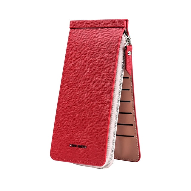Agiferg Multifunctional Long Wallet, Women Zipper Pocket Leather Credit Card Holder Bifold Wallet With 26 Card Slots