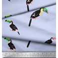 thumbnail image 3 of Soimoi Blue polyester Crepe Fabric Toucan Bird Fabric Prints By Yard 42 Inch Wide, 3 of 3