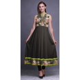 thumbnail image 2 of Bimba Robe Anarkali à Col Mandarin pour Femmes, Gris Foncé, Imprimé Aquarelle, Ethnique Indienne, Kurta, XXX-Large, 2 of 6