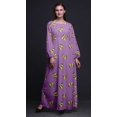 thumbnail image 2 of Bimba Robe Maxi à Manches Longues pour Femmes en Georgette Mousse avec Papillons et Papillons Imprimés, Taille Élastique - Très Petit, 2 of 5