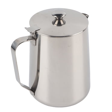TKSE Pichet à mousser le Lait – Pichet à mousser le Lait 350 ml (12 oz), Pichet à mousser le café au Lait en Acier Inoxydable pour Faire des pichets à la Vapeur Cappuccino Expresso avec Couvercle