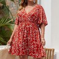 thumbnail image 1 of EGNMCR Robes de Fête pour Femmes Femmes Grande Taille Été Décontracté Manches Courtes Col en V Manches Imprimées Robes Robe Ample, 1 of 6