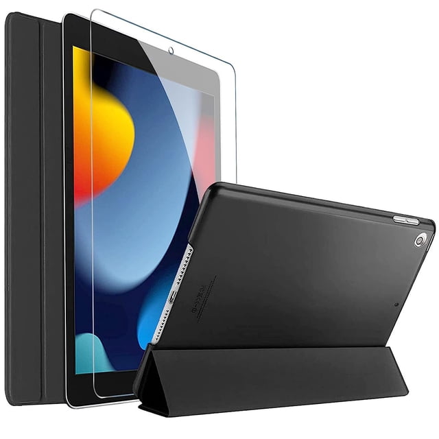 SuperShield Smart Case With Screen Protector for iPad Air 3rd 10.5" 2019 / iPad Pro 10.5" 2017, Slim Lightweight Folio Stand Cover with Translucent Frosted Back - Black