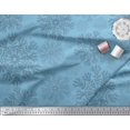thumbnail image 3 of Soimoi Toile de Satin Modal Bleu Paillettes de Neige Imprimé Floral par Yard 42 Pouces de Large, 3 of 5