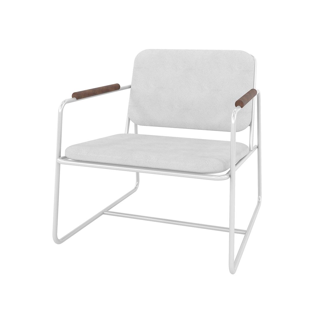 Manhattan Comfort Whythe Fauteuil d'Appoint Bas en Cuir PU 2.0, Blanc