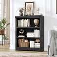 thumbnail image 1 of 3-Tier Rustic Brown Wooden Bookshelf - Adjustable Wide Bookcase with Open Shelves, Anti-Tip & Anti-Slip, Tall Display Storage for Home Office, Living Room, 1 of 5