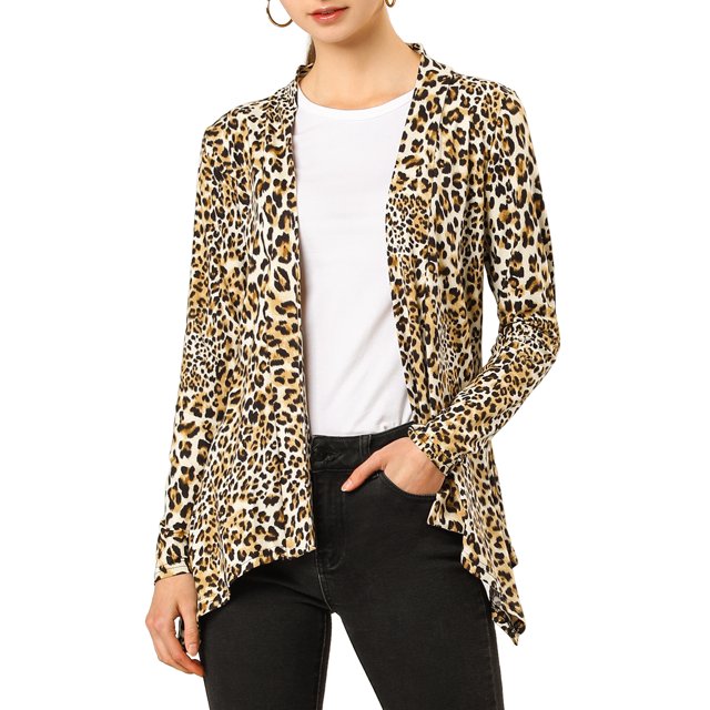 INSPIRE CHIC Cardigan Léger pour Femmes d'Halloween à Manches Longues, Ouvert à l'Avant, Ourlet Asymétrique, Très Petit, Beige