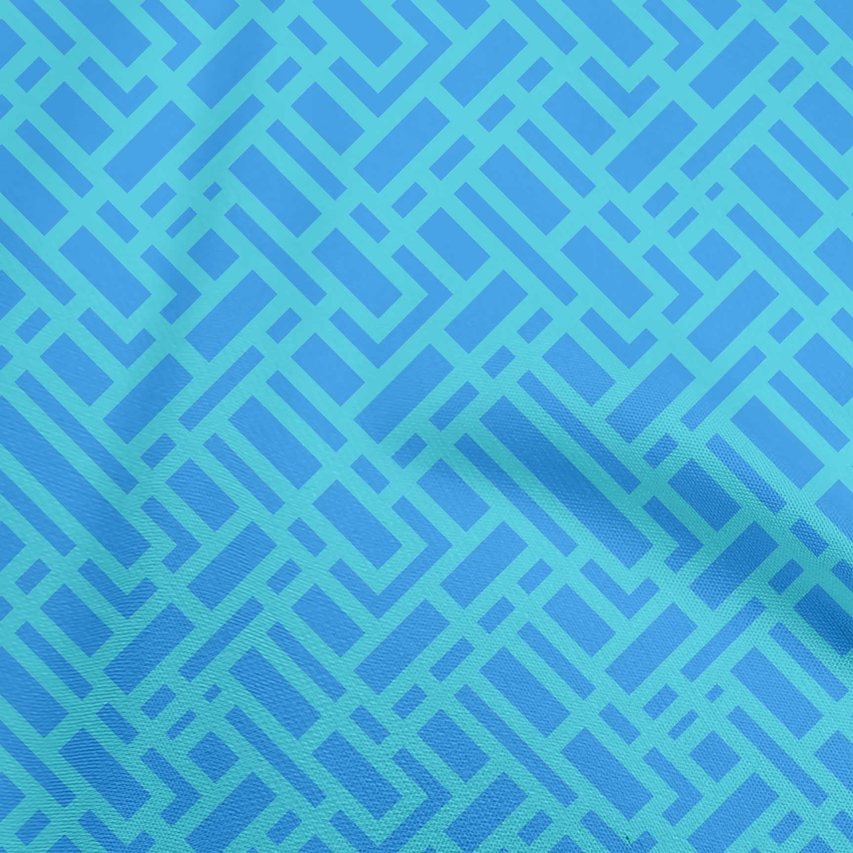 oneOone Cotton Poplin Twill Sky Blue Fabric Geometric Sewing Craft Projects Fabric Prints By Yard 56 Inch Wide