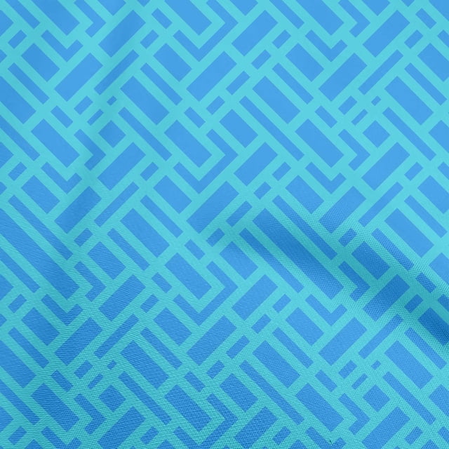 oneOone Rayon Sky Blue Fabric Geometric Craft Projects Decor Fabric Printed By The Yard 56 Inch Wide