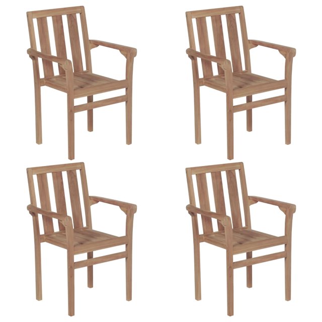 vidaXL Chaises de Jardin Empilables 4 Pcs Bois de Teck Massif