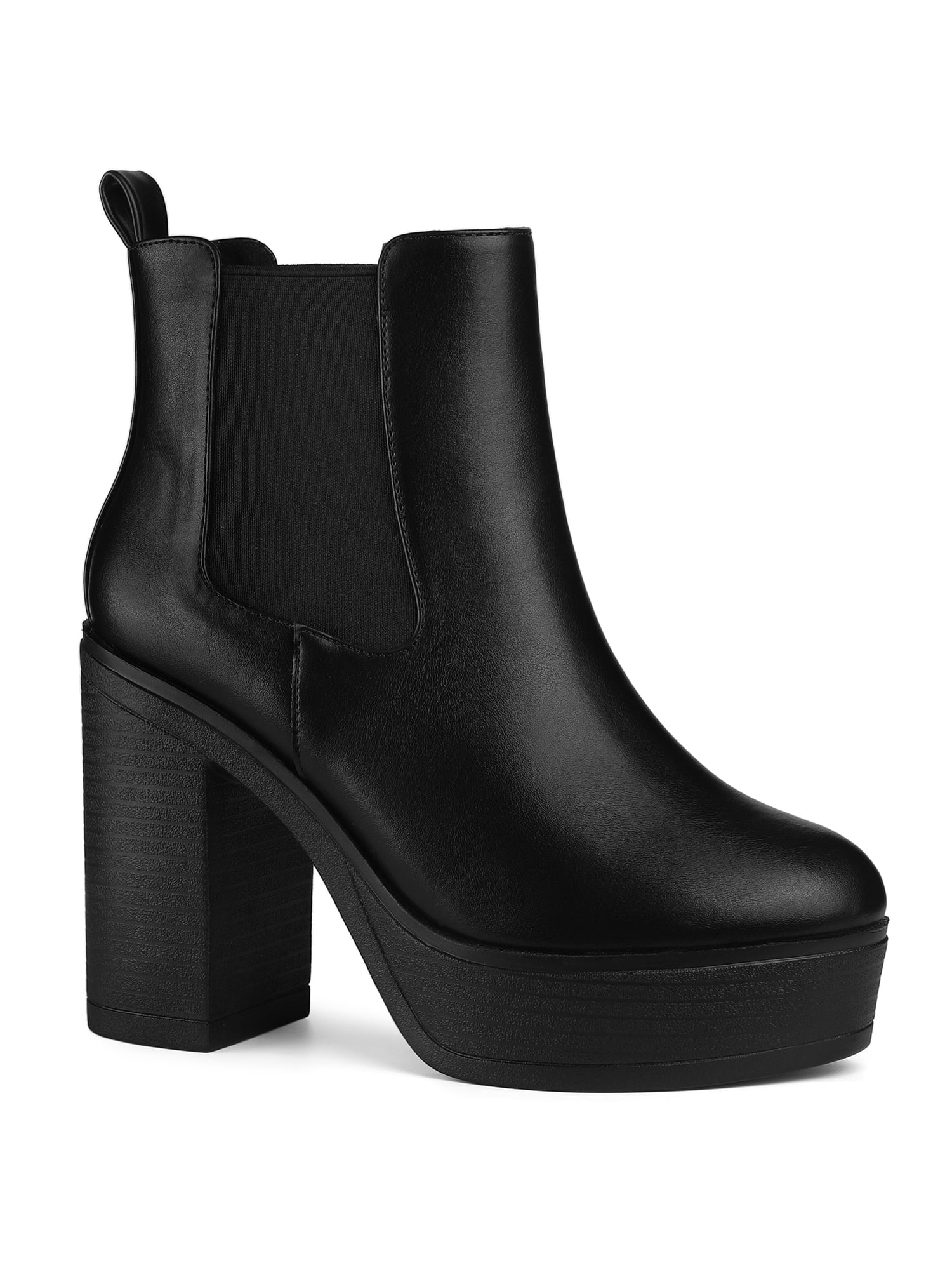 Unique Bargains Women's Platform Chunky High Heels Chelsea Ankle Boots