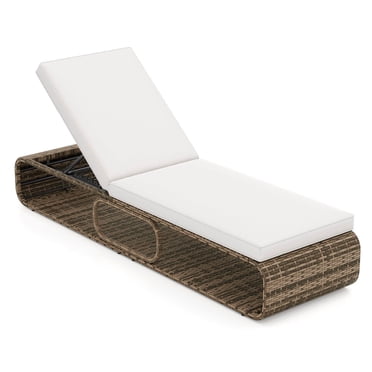 Costway 1 PCS Outdoor Chaise Lounge Chair with Adjustable Backrest Cushion and Storage