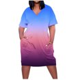 thumbnail image 2 of LSLJS Robe Grande Taille pour Femmes Col en V Robes d'Été Décontractées avec Poches Manches Courtes, 2 of 5