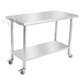 thumbnail image 1 of BeesClover Stainless Steel Table for Prep & Work with Backsplash, Kitchen Heavy Duty Table with Adjustable Under Shelf and Foot for Restaurant, Home and Hotel, 1 of 7