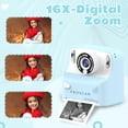 thumbnail image 3 of Proscan Children’s Zero Ink Instant Print Camera, 1080p HD Video Recording, 2.4” Screen, Thermal Printing, Type-C USB, 16X Digital Zoom, Blue, 3 of 13
