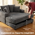 thumbnail image 4 of HOMCOM Chaise Longue de 60 Pouces pour l'Intérieur, Grand Canapé-Lit Rembourré, Gris, 4 of 10