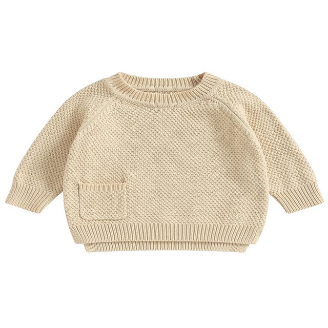 Baby Girl Boy Knit Pullover Sweater Fall Winter Warm Sweatshirt Tops with Pocket