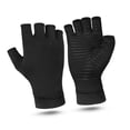 thumbnail image 2 of Arthritis Gloves, Elastic Copper Arthritis Gloves Non Slip Open Fingertip Black Exquisite Stitching  For Writing, 2 of 8