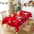 thumbnail image 4 of Christmas Decorations Table Cloth Rectangle 60 X 84 Inch Red White Tablecloth - Snowflake Printed Waterproof Tablecloth Decorative for Holiday Party Dinner, 4 of 5