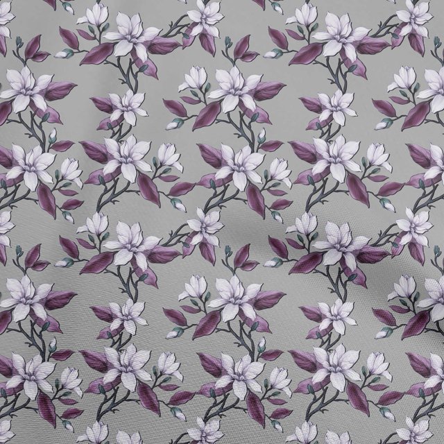 oneOone Rayon Gray Fabric Floral Sewing Craft Projects Fabric Prints By Yard 56 Inch Wide