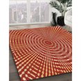 thumbnail image 3 of Ahgly Company Tapis Rond Lavable en Machine Intérieur Transitionnel Orange, 6 Pieds Rond, 3 of 7